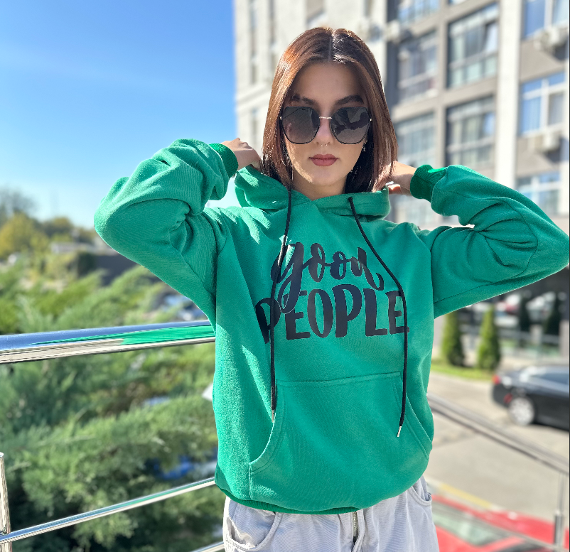 Худі унісекс (фліс) зелене Good People