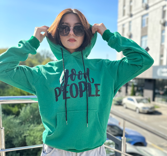 Худі унісекс (фліс) зелене Good People