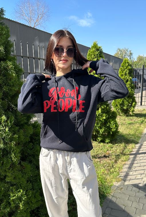 Худі унісекс (фліс) чорне Good People