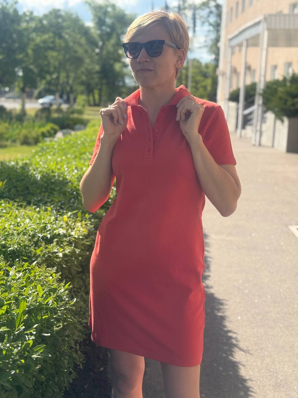 Поло сукня теракотова
