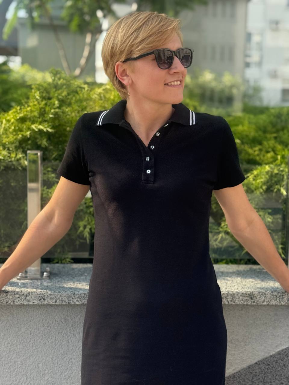 Поло сукня чорна Stripe