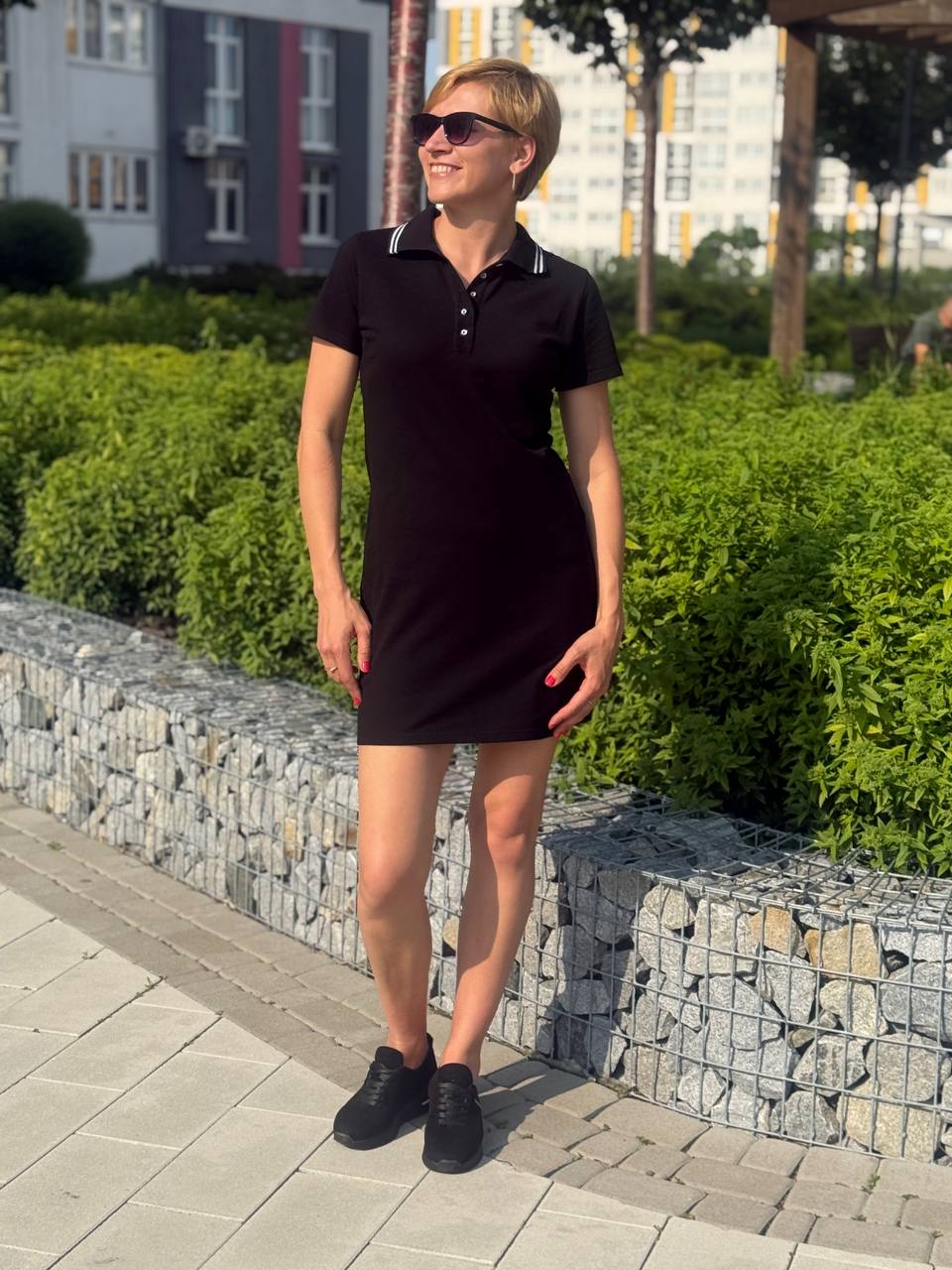 Поло сукня чорна Stripe
